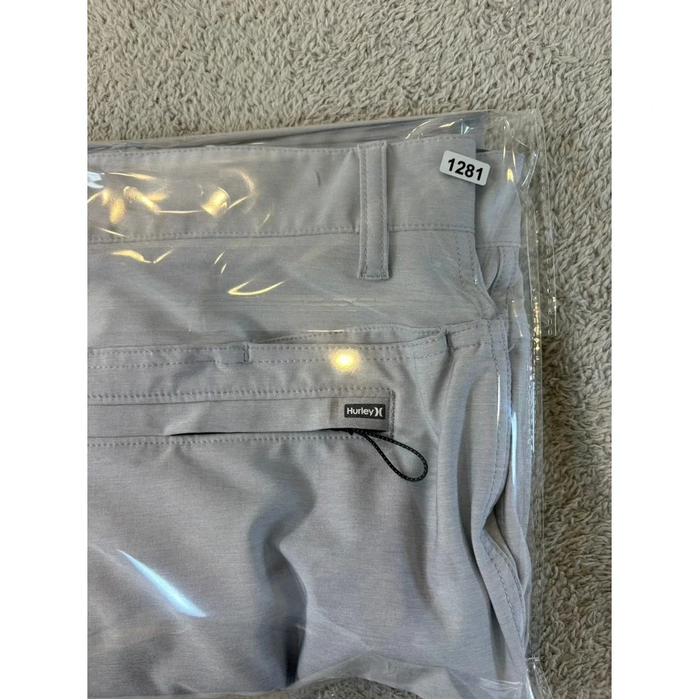 Hurley Phantom Mens Hybrid Walk Shorts Light Grey Heather Sz 33/34 Chino Stretch